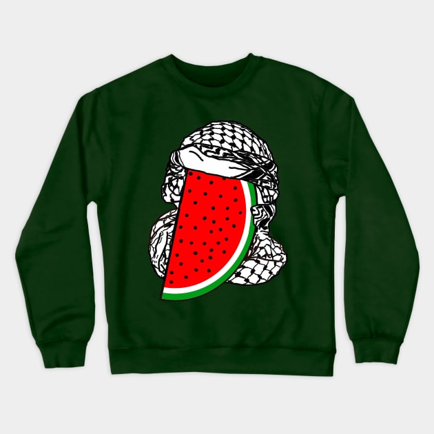 Free Palestine Watermelon Keffiyeh - Wrapped - Back Crewneck Sweatshirt by SubversiveWare